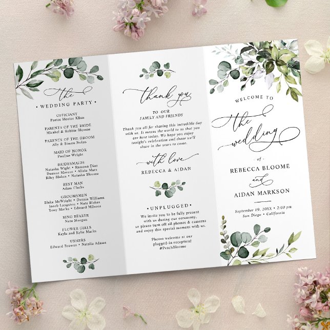 Eucalyptus Greenery Wedding Ceremony Program  (Creator Uploaded)