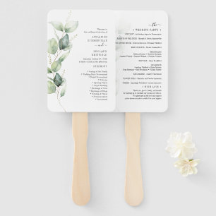 Eucalyptus Greenery Wedding Ceremony Program Hand Fan