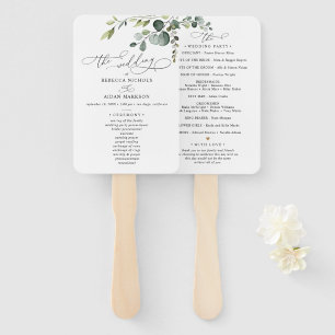 Eucalyptus Greenery Wedding Ceremony Program Hand Fan