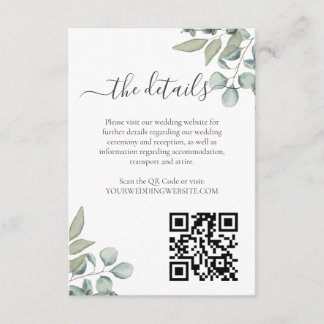 Eucalyptus Greenery Wedding Details Card