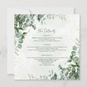 Eucalyptus Greenery Wedding Details Card Sq-1001A