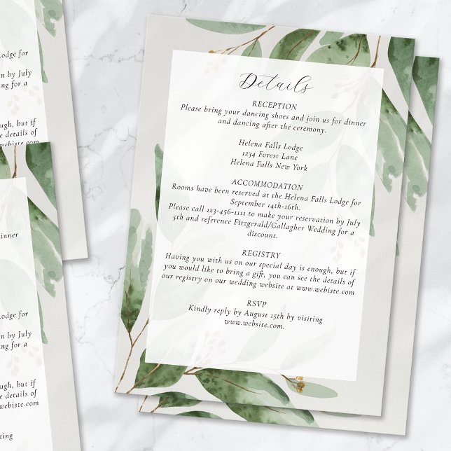 Eucalyptus Greenery Wedding Details Enclosure Card (Creator Uploaded)