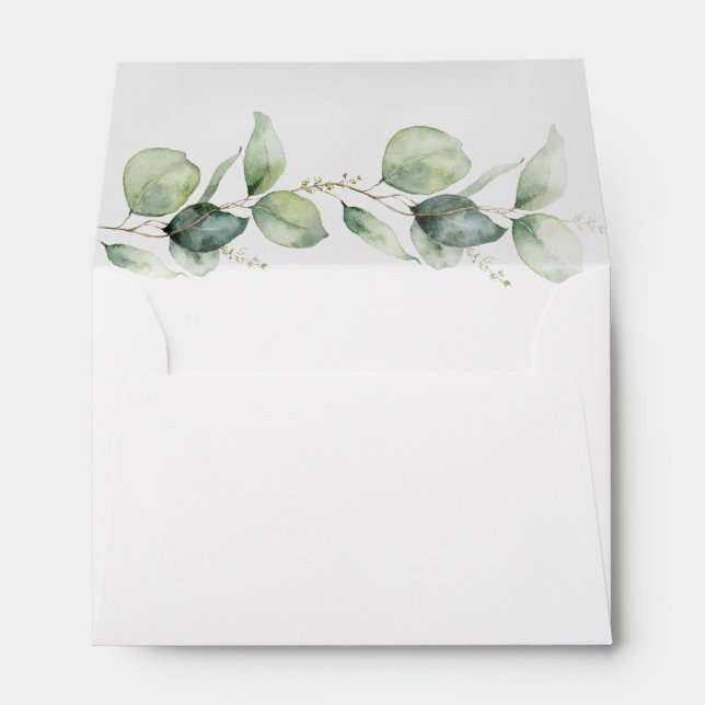 Eucalyptus Greenery Wedding Details Succulent Envelope (Back (Bottom))
