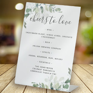 Eucalyptus Greenery Wedding Drinks Menu Pedestal Sign