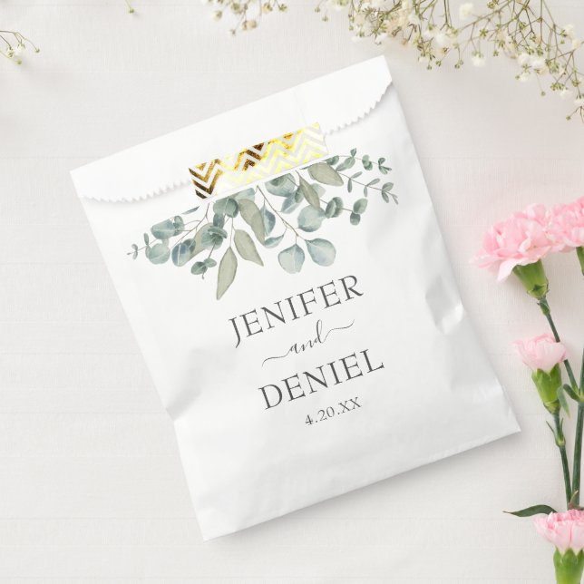 Eucalyptus Greenery Wedding Favour Bags (Sealed)