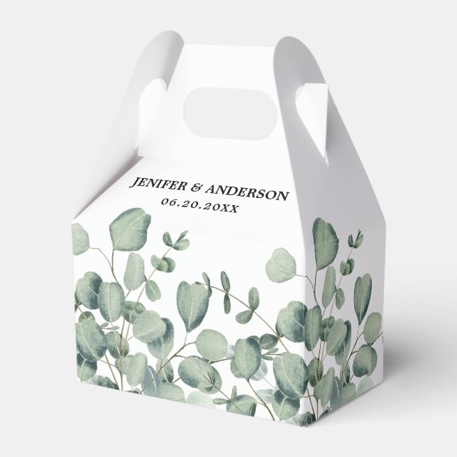Eucalyptus Greenery Wedding Favour Box (Front Side)