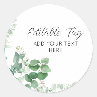 Eucalyptus, Greenery, Wedding Favour  Classic Round Sticker