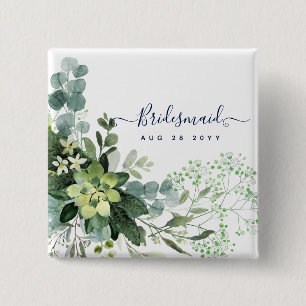 Eucalyptus Greenery Wedding Foliage Babys Breath 15 Cm Square Badge