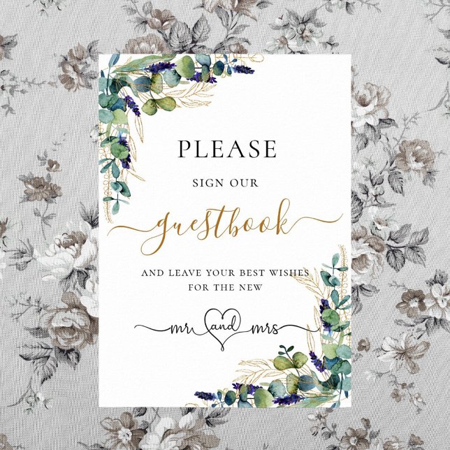 Eucalyptus greenery wedding guest book sign (Creator Uploaded)