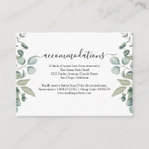 Eucalyptus Greenery Wedding hotel accommodations