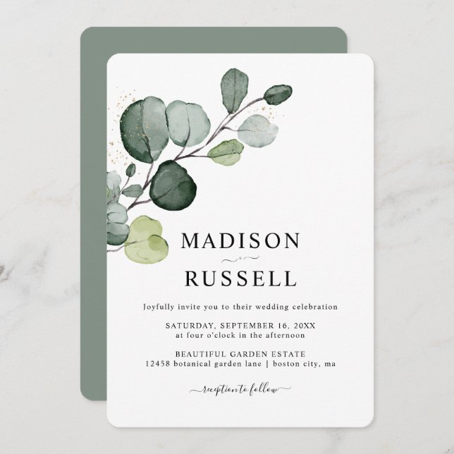 Eucalyptus Greenery Wedding Invitation (Front/Back)