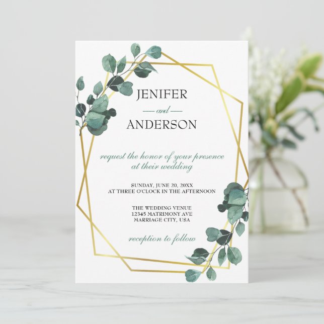 Eucalyptus Greenery Wedding Invitation (Standing Front)