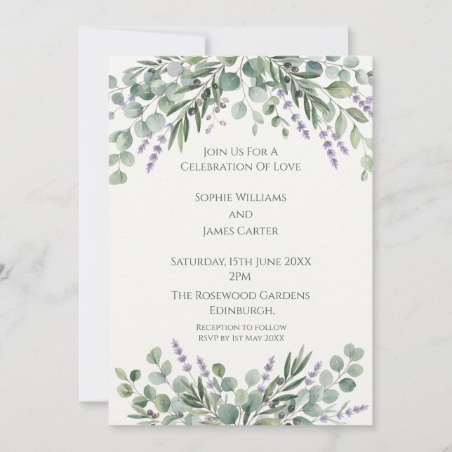 Eucalyptus Greenery Wedding Invitation (Front)
