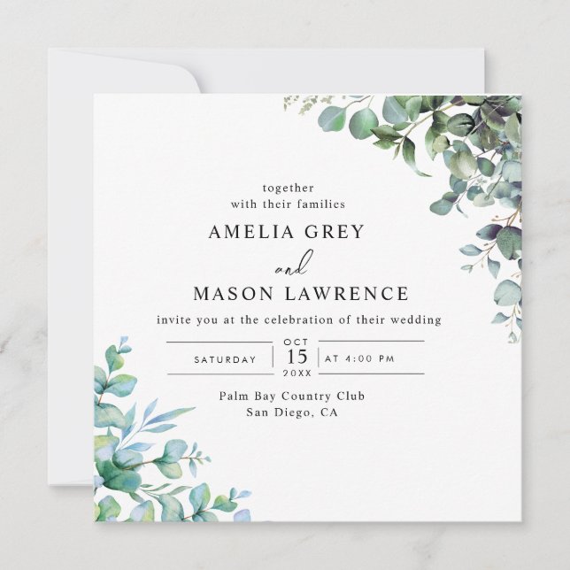 eucalyptus greenery wedding Invitation (Front)