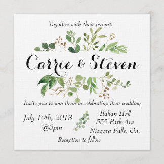 Eucalyptus greenery wedding invitation