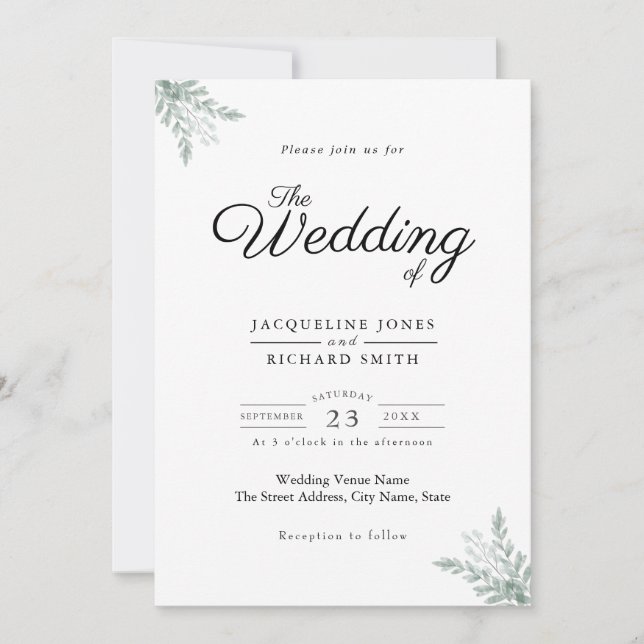  Eucalyptus Greenery Wedding Invitation (Front)