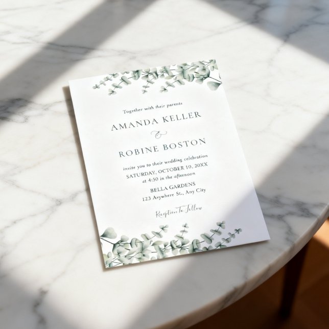Eucalyptus Greenery Wedding Invitation (Creator Uploaded)