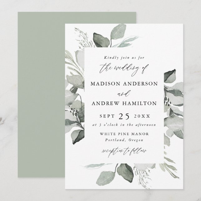 Eucalyptus Greenery Wedding Invitation (Front/Back)