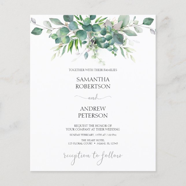 Eucalyptus Greenery Wedding Invitation (Front)