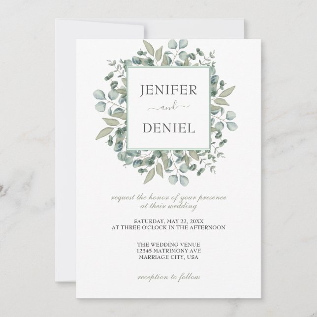 Eucalyptus Greenery Wedding Invitation (Front)