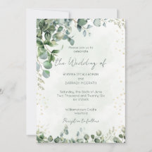 Eucalyptus Greenery Wedding Invitation Flat Card