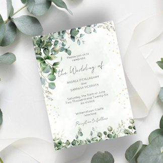 Eucalyptus Greenery Wedding Invitation Flat Card