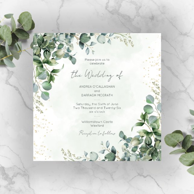 Eucalyptus Greenery Wedding Invitation Square 1001 (Creator Uploaded)
