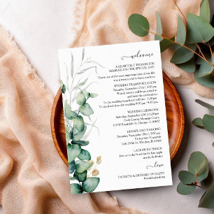 Eucalyptus Greenery Wedding Itinerary And Welcome  Invitation