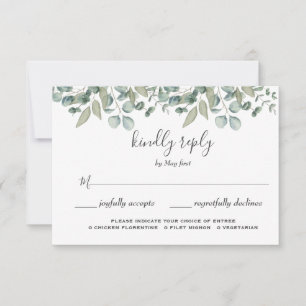 Eucalyptus Greenery Wedding Meal Choice RSVP Card