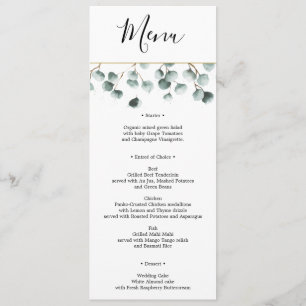 Eucalyptus Greenery Wedding Menu or Bridal Shower Invitation
