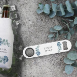 Eucalyptus Greenery Wedding Party Personalised<br><div class="desc">Personalised bar key for you to customise with name of anyone in your wedding party. You can also add the bride and groom's names and the wedding date. This delicate design has a sprig of eucalyptus leaves on a watercolor wash with watercolor greenery and foliage in shades of dusty blue...</div>