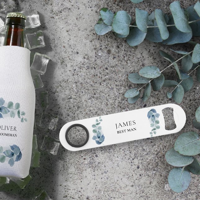 Eucalyptus Greenery Wedding Party Personalised  (Personalized bar key for best man or any member of your wedding party)
