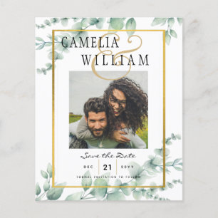 Eucalyptus Greenery Wedding QR CODE Modern Budget Flyer