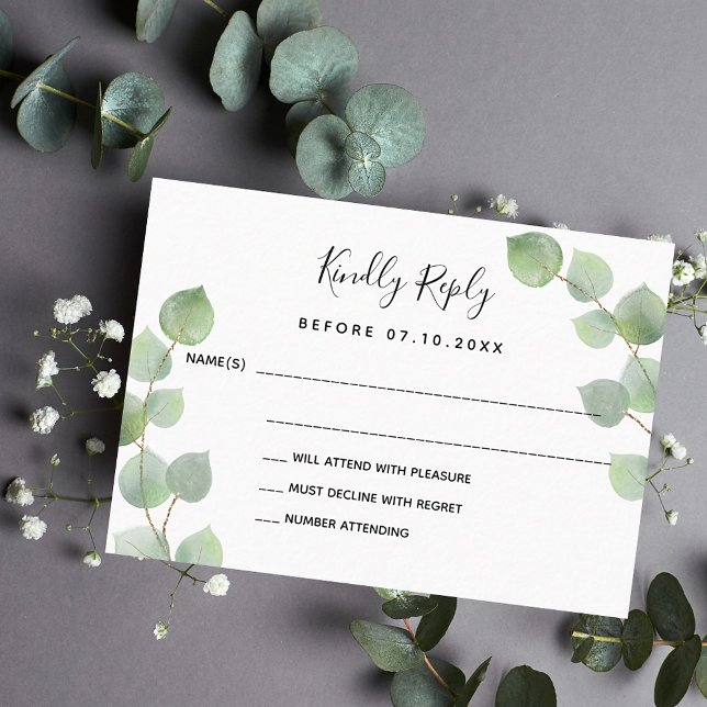 Eucalyptus greenery wedding response RSVP Card (Creator Uploaded)