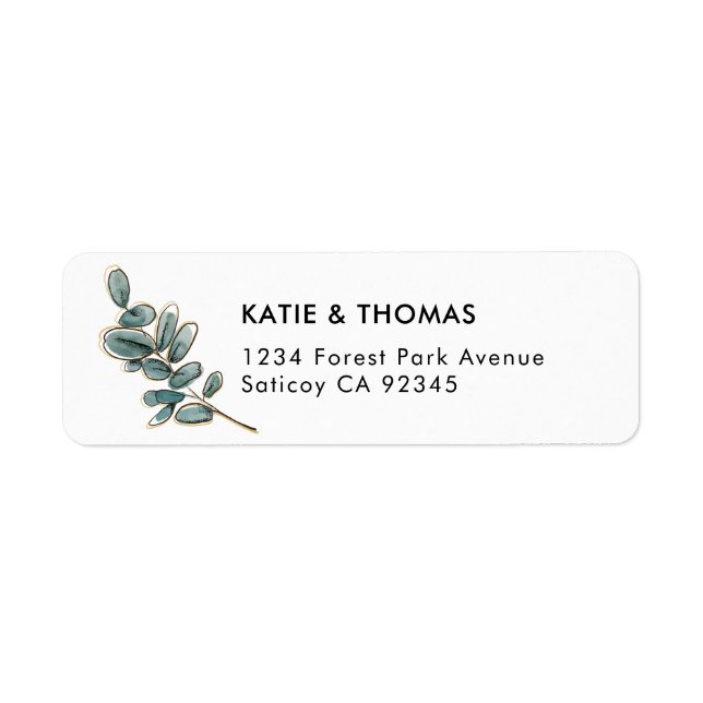 Eucalyptus Greenery Wedding Return Address Label (Front)