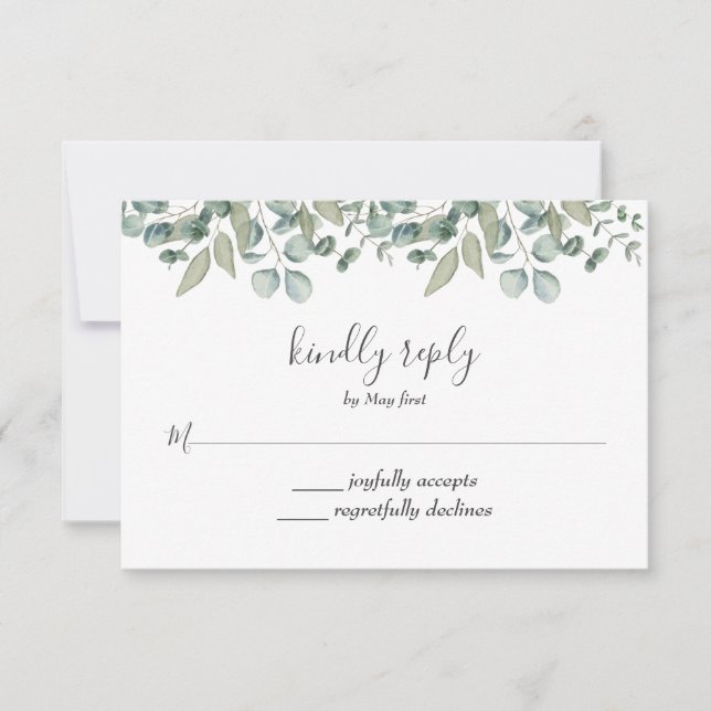 Eucalyptus Greenery Wedding RSVP (Front)