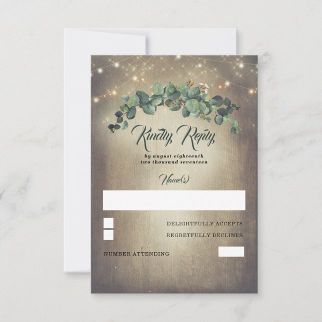 Eucalyptus Greenery Wedding RSVP Card (Front)
