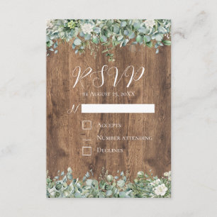 Eucalyptus Greenery Wedding RSVP Card   Rustic