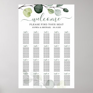 Eucalyptus Greenery Wedding Seating Chart