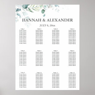 Eucalyptus Greenery Wedding Seating Chart