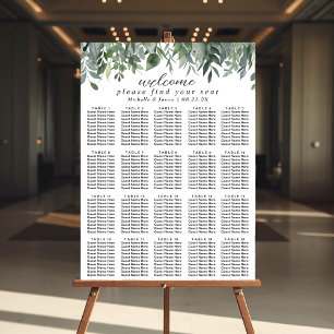 Eucalyptus Greenery Wedding Seating Chart 20 Table