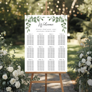 Eucalyptus Greenery Wedding Seating Chart Poster