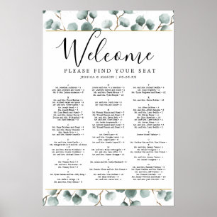 Eucalyptus Greenery Wedding Seating Chart Sign