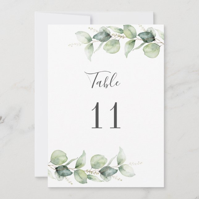 Eucalyptus Greenery Wedding Seating Table Number (Front)