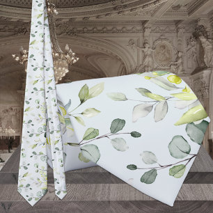 Eucalyptus Greenery Wedding Silver Blue Neck Tie