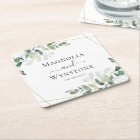 Eucalyptus Greenery Wedding  Square Paper Coaster