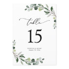 Eucalyptus Greenery Wedding Table Number Cards