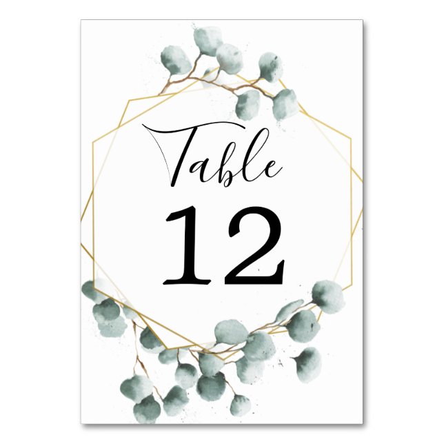 Eucalyptus Greenery Wedding Table Numbers (Front)