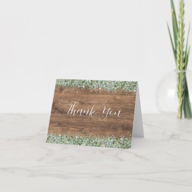 Eucalyptus Greenery Wedding Thank You Card (Front)