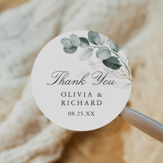 Eucalyptus Greenery Wedding Thank You Classic Round Sticker
